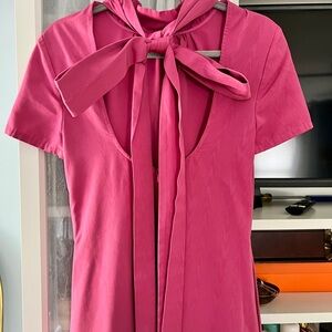 STAUD Ilana Gown in Lollipop – Pink open back with bow, Size Small